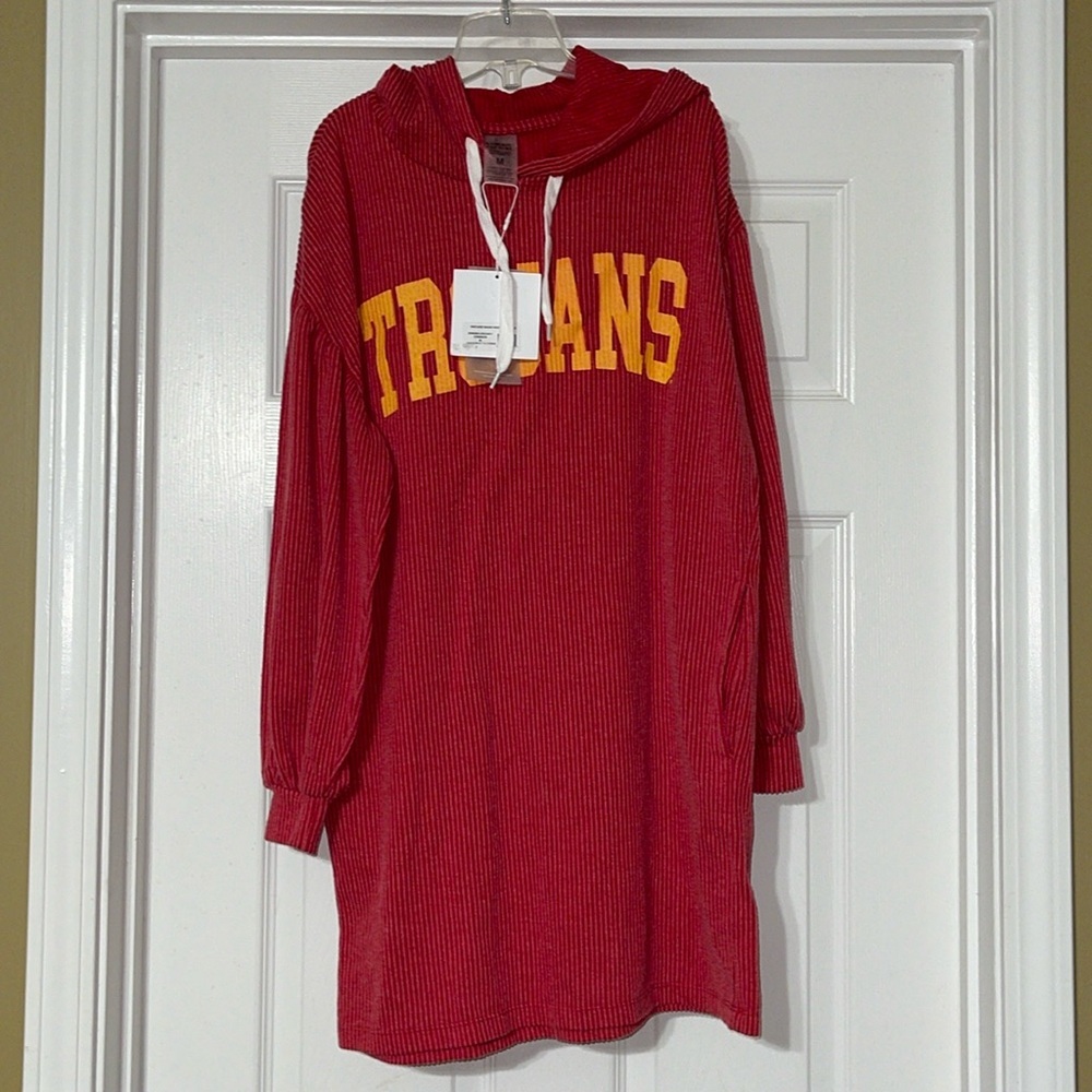 NWT Trojans vintage wash hooded dress M